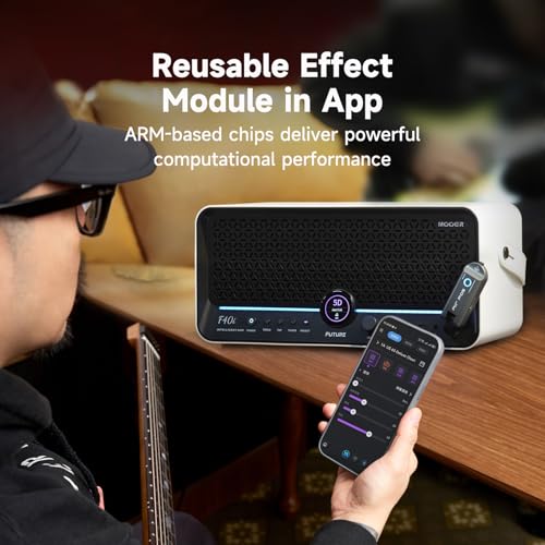 MOOER F40i Smart Guitar Amp 40W Touching Screen with Reuseable Effects App, Drummer/Looper/Stero Output, Loading IRs, XLR Jack for Voice Acounstic Guitar Electric Guitar Bass White - Thumbnail 4