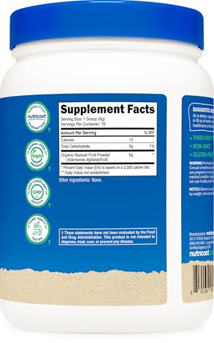 Nutricost Organic Baobab Fruit Powder Unflavored (1 LB) - Vegan, GMO-Free, Gluten Free - Image 6