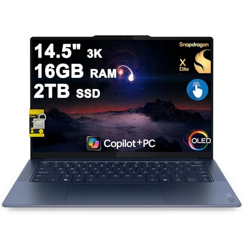 Image of Lenovo Yoga Slim 7 Laptop 14.5 inch 3K OLED Touch (100% DCI-P3 1000nits HDR Peak) Qualcomm 12-core Snapdragon X Elite (Up to 45 Tops) 16GB RAM 2TB SSD for Designer Business Work Win11 ICP Hub