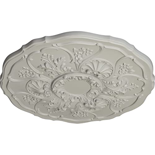 Image of Ekena Millwork CM22CNPCF 22 OD x 1 1 /2 P Cornelia Ceiling Medallion fits Canopies up to 4 inch, Pot of Cream