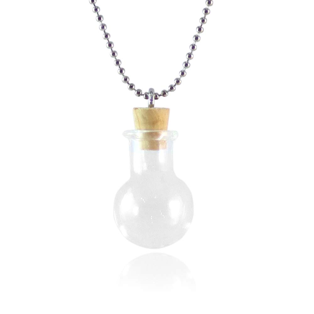 5PCS Mini Cute Glass Bottles Pendants Necklace Small DIY Bottles with Cork DIY Jars Gifts (Round Ball),5MM Mouth