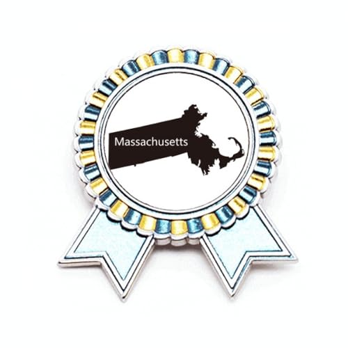Broche carte du Massachusetts en métal doré, un bijou d'exception