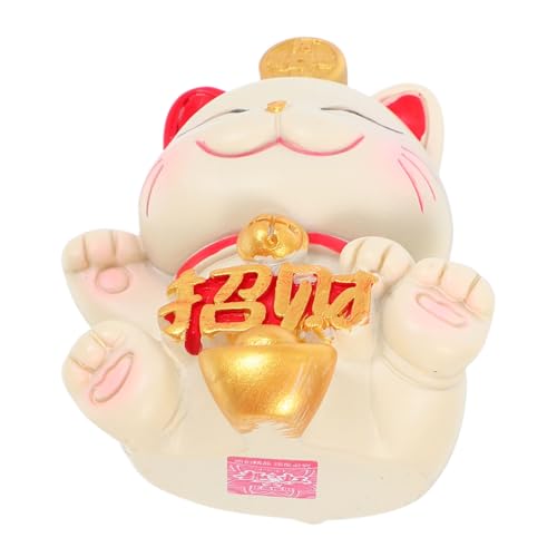 HAMPPLIES Statua Mini Maneki Neko in Resina con Braccio Che Saluta Giapponese per Scrivania Decorazione Feng Shui per e Auto