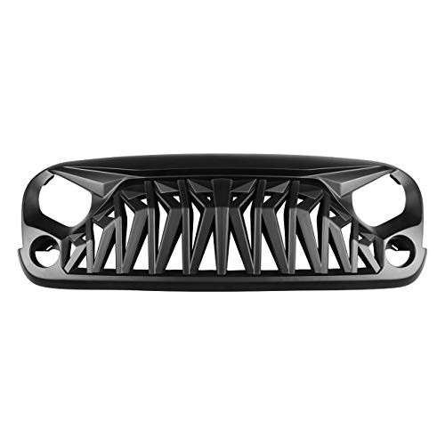 Icars Front Grill Matte Black Shark Grille For 2007-2018 Jeep Wrangler Rubicon Sahara Sport Jk Jku #TOP1