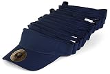 TOP HEADWEAR Blank Adult Adjustable 12 Pack Lot Dozen Bulk Visor, Navy