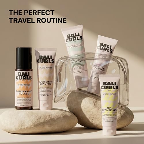 BALI CURLS Curl Travel Kit 5er Set – Reisegrößen für definierte, gesunde Locken – Shampoo, Conditioner, Curl Cream, Defining Gel & Foam – Kompaktes Pflegeset für Reisen, Gym & unterwegs