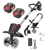 SOARFLY 2025革新型 強力電動耕運機 軽量・簡単操作&高性能 コードレス 充電式耕うん機 無段階変速 2個バッテリー付き ミニ耕運機 高効率（耕幅255mm/耕深220mm） 家庭菜園・水田・農業 土起こし用 伸縮・折りたたみ式 PSE認証・日本語説明書付き