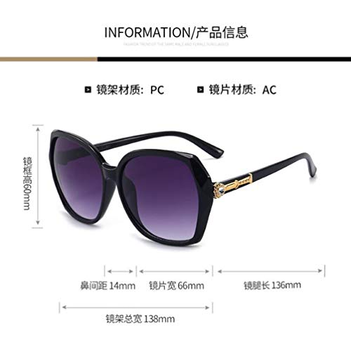 Large square frame sunglasses women's diamond-studded sunglasses anti-ultraviolet sunglasses (Black Frame Double Gray Flakes)4