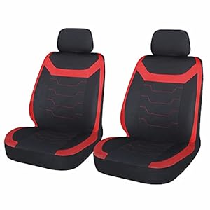 Sakura SS5399 Car and Van Front Seat Covers – ‘Finsbury – 1 Pair in Black with Red Inserts – Universal Easy Fit