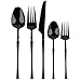 Party Bargains Plastic Silverware Set, 40 Pc, Infinity Design, Black, 16 Forks, 8 Knives, 16 Spoons, Disposable Cutlery, Modern Flatware Utensils, Place Settings, Dinner, Baby Shower, Parties