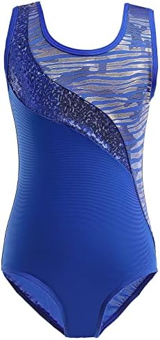 Gymnastics Leotards for Girls Athletic Clothes Activewear One-piece leotard for ballet (150(11-12T), Blue C) …