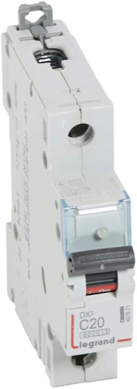 407671 | LEGRAND MINIATURE CIRCUIT BREAKER, DX3, 20A, SINGLE POLE, TYPE C, 6KA