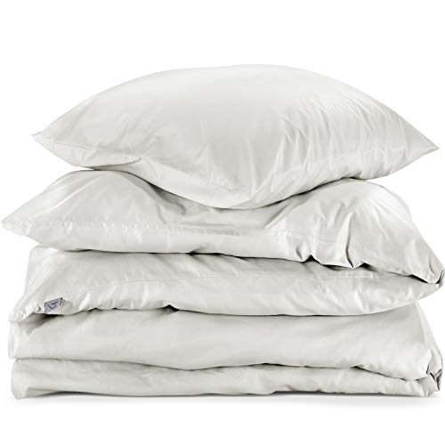 herzbach home Juego de cama de satén Mako, 100% algodón (155 x 220 cm + 80 x 80 cm), color gris claro Cover