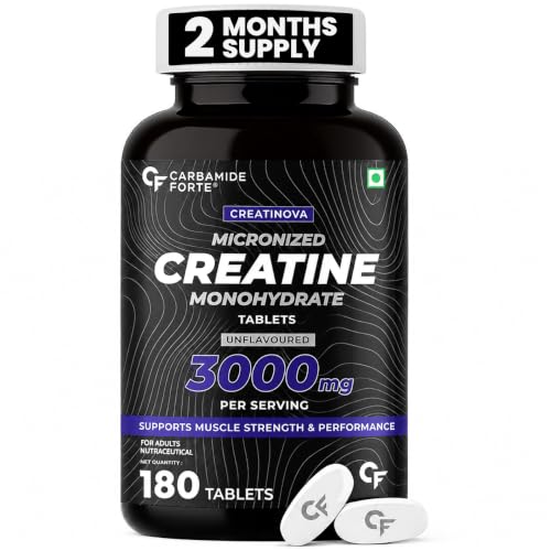 Image of Carbamide Forte Creatine Tablets 3000mg - 180 Tablets | Creatine Mono hydrate Supplement | Micronized Creatine Monohydrate for Strength, Lean muscle & Recovery | Gym Supplements For Men & Women