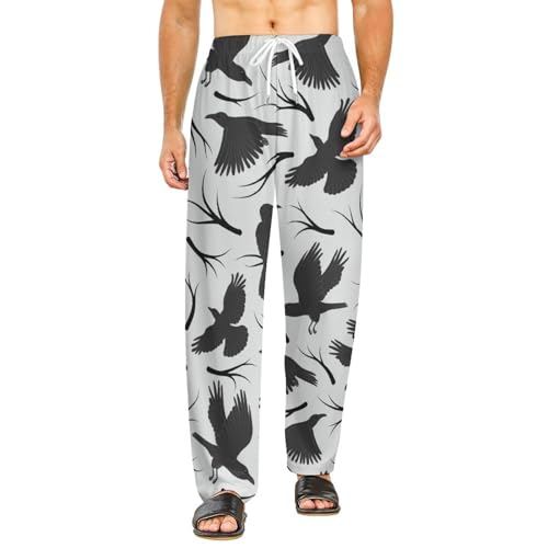 MoBlinko Mens Pajama Pants Women Halloween Black Ravens Pj Pants Women's Pajama Bottoms2