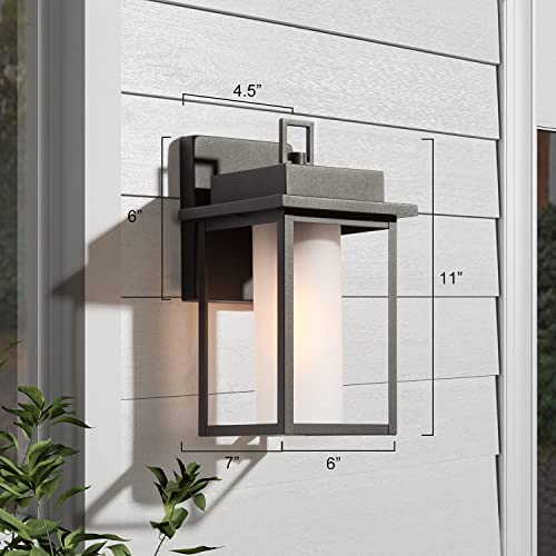 Uolfin Black Outdoor Wall Lights, Farmhouse Exterior Wall Mounted Sconce Light Fixtures, Frosted Glass Outdoor Porch Light For Yard, Patio, Doorway, Sand Grain Finish #TOP1