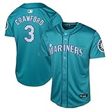 JP Crawford Seattle Mariners #3 MLB Kids Youth Boys 4-20 Aqua Alternate Player Jersey - Large 14/16