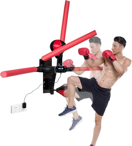 Smart Boxing Reflex Trainer with Remote Control Wall-Mounted Striking System Featuring 4 Striking Rods and 2 Speed Balls Boxing Trainer Offers 3 Modes and 3 Speed Settings to Enhance Reaction Time