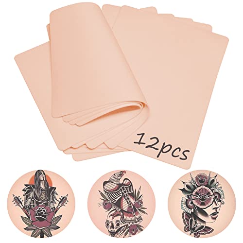 12pcs Tattoo Skin Practice Fake Skins - NAQASE Tattoo Practice Skins 8"x6" Real Skin piel sintetica tatuaje pieles sintéticas tatuaje for Tattooing Fake Skin for Beginners and Artists