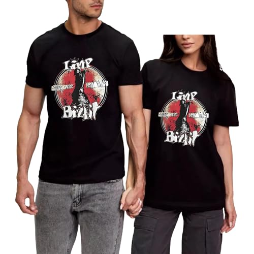 Unisex Limp Rock Bizkit Personalized Printing Tour 2024 T-Shirt Vintage 90s y2k Hip Hop Desing Music Fan Male T Shirt (XL, Black)2