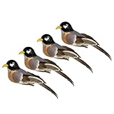 Abirdflyer 4PCS Artificial Feathered Birds Realistic Clip on Foam Bird Ornaments Figurines for Christmas Tree Decoration Wreaths Crafts Party Home Decor (American Robin)