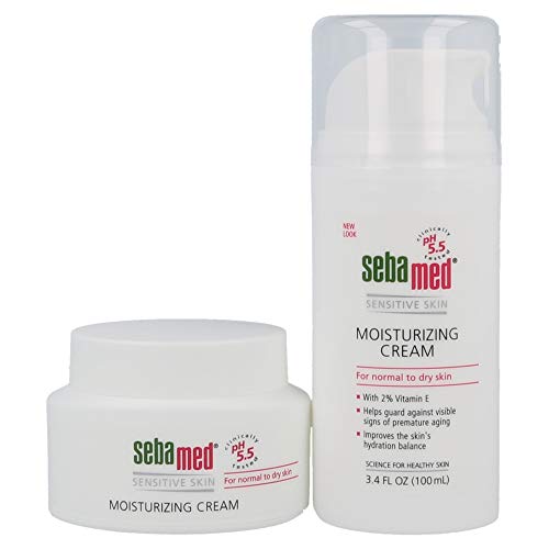 SEBAMED Moisturizing Face Cream 2.6 Fluid Ounces (75mL) and Moisturizing Face Cream with Pump 3.4 Fluid Ounces (100mL) Vitamin E pH 5.5 Dermatologist Recommended Moisturizer Value Pack