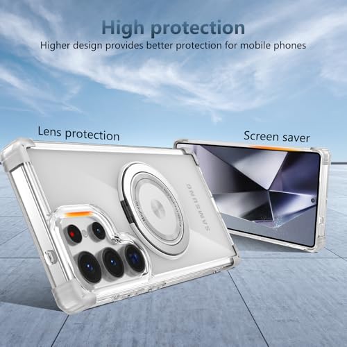 Image of Cubix Back Cover Case for Samsung Galaxy S26 Ultra Hard PC + TPU | Metal Ring Kickstand | 1500g Magnetic Hold | 360 Rotating Stand | Military Drop Protection | Air Cushioned Corners