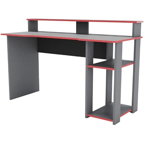 Miroytengo Gaming-Tisch Zero Farbe Grau und Rot 136 x 90 x 60 Cover