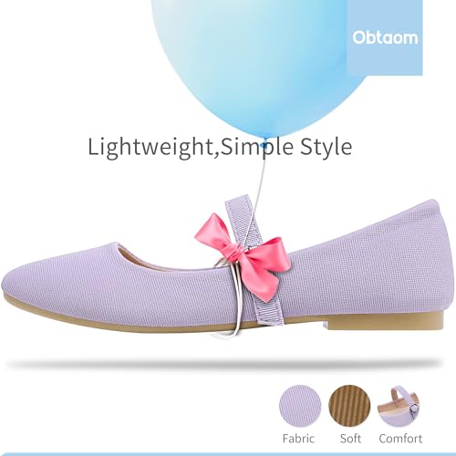 Image of Obtaom Mary Jane Flat Shoes Round Toe Ballet Flats for Women Dressy Fabric Business Flats Comfortable Classic Strap Flats for Office