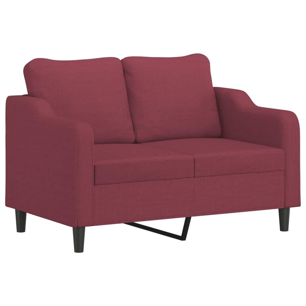 Juego de 2 muebles de sofá, color rojo vino y cojín