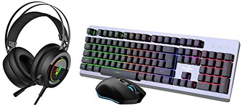 Image of Redgear GC-100 Keyboard-Mouse Combo with 3 Mixed LEDs, Windows Keylock, Floating Keycaps, RGB Mode, Upto 3200 dpi and Gaming Grade Sensors & Cloak Wired RGB Wired Over Ear Gaming Headphones with Mic