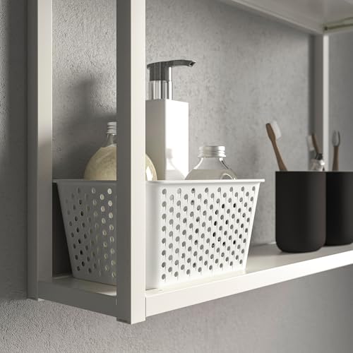 Panier de rangement blanc PLOGSVÄNG pour optimiser un meuble étroit