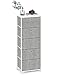 Cómoda de Tela Cajonera Organizador Vertical Almacenaje Gabinete de Almacenamiento Estrecho con 5 Cajónes Armario Alto para Entrada Salon Pasillo Cocina Dormitorio Madera+Metal Blanca+Gris