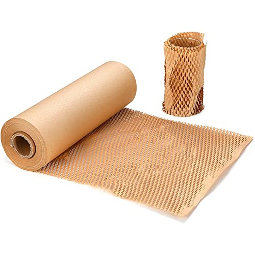 Papier demballage kraft Rouleau d'enveloppe de rembourrage en nid d'abeille ， Papier d'emballage Kraft écologique pour fragile l'emballage de déménagement de papier cadeau（30cm*50m）