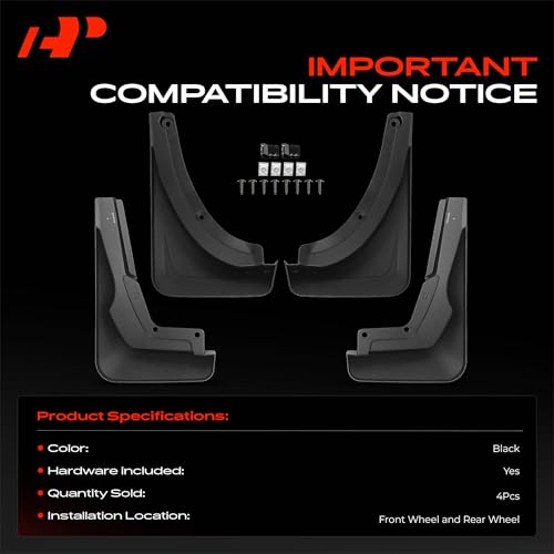 Image of A-Premium Mud Flaps, No Drilling Required Splash Guards with Accessories | Compatible with Mercedes-Benz GLS450 GLS580 2020-2021, Set of 4 Front and Rear