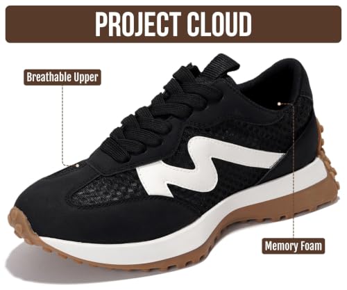 Image of Project Cloud Trendy Fashion Sneakers for Women 2026 - Memory Foam and Non-Slip Comfortable Casual Ladies Shoes for Womens Fashion Sneakers - Lightweight Lace-up Shoes (Lecco)