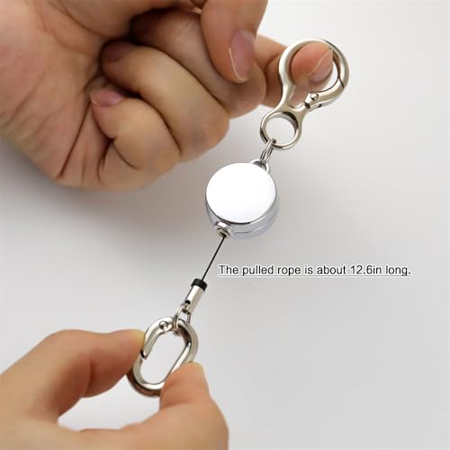 Porte-clé rétractable antivol noir avec câble acier extensible pour pass - 3