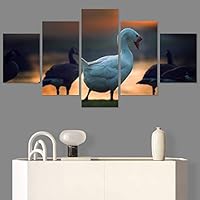 SIGNWIN 5 Panel Canvas Wall Art Birds Farmhouse/Country Group Group Multicolor Photography Realism Relax/Calm Warm for Home Decorations Ready to Hang - 60