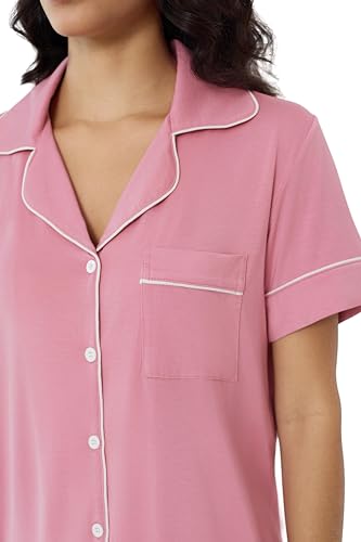 Image of Cherrydew Women Bamboo Viscose Super Soft Comfy Summer Cooling Short Sleeve Button Down Pajama Shorts Set S-XXL