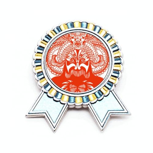 Broche tête de Chine rouge papier découpé Pékin métal M contre les tenues ternes