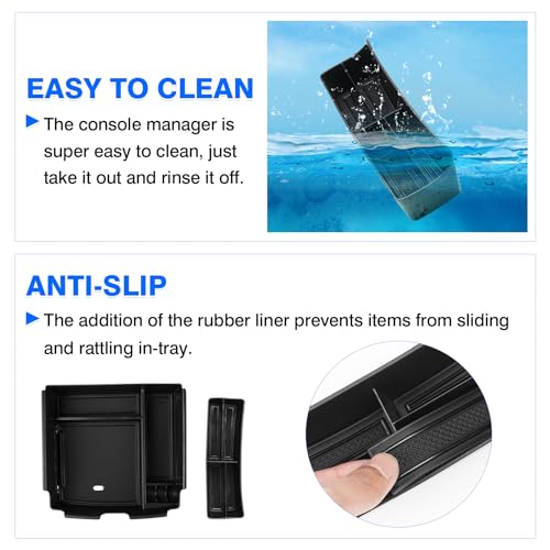 Autorder 2PCS Center Console Organizer for Kia Carnival 2022-2026 Accessories Armrest Storage Box Secondary Insert Tray with Black Anti-Slip Mat by Autorder - Used condition - Image 6