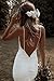 Beach Wedding Dresses for Women Spaghetti Straps V Neck Mermaid Bride Dress Lace Tulle Sexy Bohemian Bridal Gowns Backless Ivory US 8