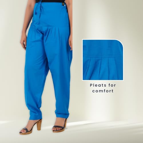 Image of Happy Bunny Salwar Pant - Modern Style Pure Cotton for Women - Ethnic Semi Patiala Trouser - Office,Home - All Day Comfort Wear with Drawstring
