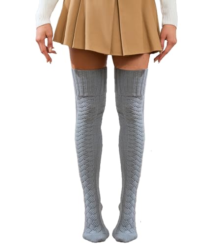 Image of Women's Thigh High Knitted Winter Boot Socks Vintage Extra Long Leg Warmer Over Knee High Stockings
