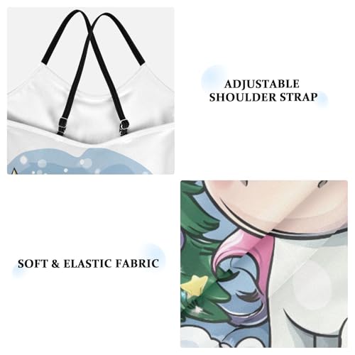 Bolaz Girls Swimsuits One-Piece Bathing Suits Multicolor Kids Sport Summer Beach Swimwear for 3-10 Years Old-Cartoon Unicorn Christmas Tree3