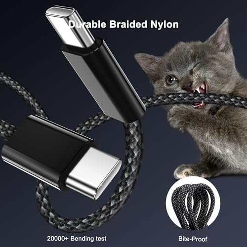 YISH USB C do USB C Kabel ładowarki：(0.5 m+1m+1m+2m) 60W USBC do C Kabel ładowarki Szybki ładunek 3A Pletaczony Typ Cad Dane Kompitalne z iPhone 17 16 15 Pro Max SAMSUNG S25 S24 iPad MacBook Pro/Air