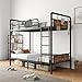 Jocoevol Metal Bunk Bed Twin Over Twin, Industrial Bunkbeds Heavy Duty Bed with Safety Guard Rails and Space-Saving Design, Steel Bed for School, Bedroom (Vintage Brown)