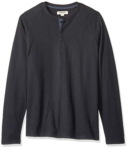 Amazon Brand - Goodthreads Men's Long-Sleeve Sueded Jersey Henley, Black, Medium