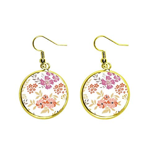 Boucle d'oreille orange fleur blanche pendante or pour femme élégante