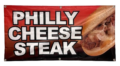 4 Less Co 2x4 Feet PHILLY CHEESESTEAK Banner Sign Fabric Polyester rb